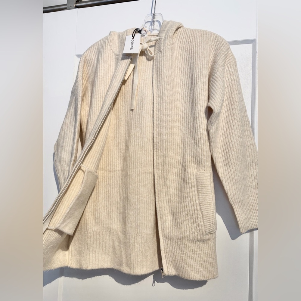 Camaïeu Cream Knit Zip Hoodie - Picture 5 of 8